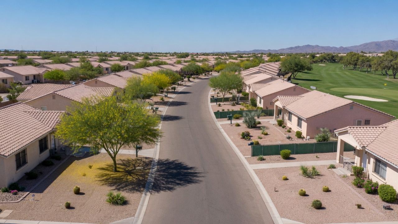 A quiet retirement street in Green Valley, Arizona