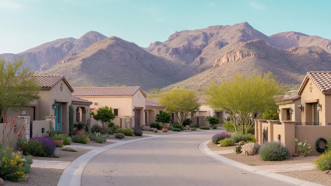 A residential street in Oro Valley, Arizona