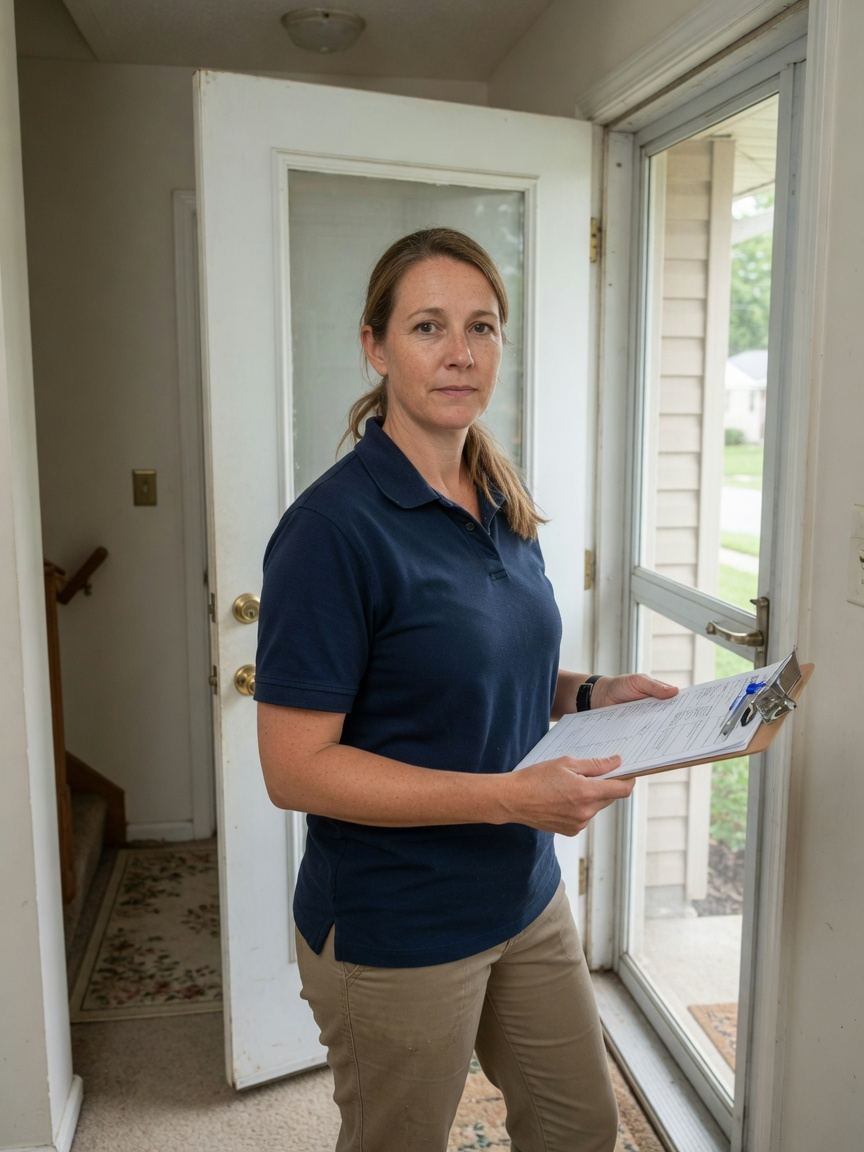 Water damage restoration technician at a Tucson home