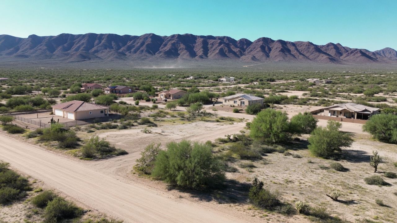 Homes on large desert lots in Vail, Arizona